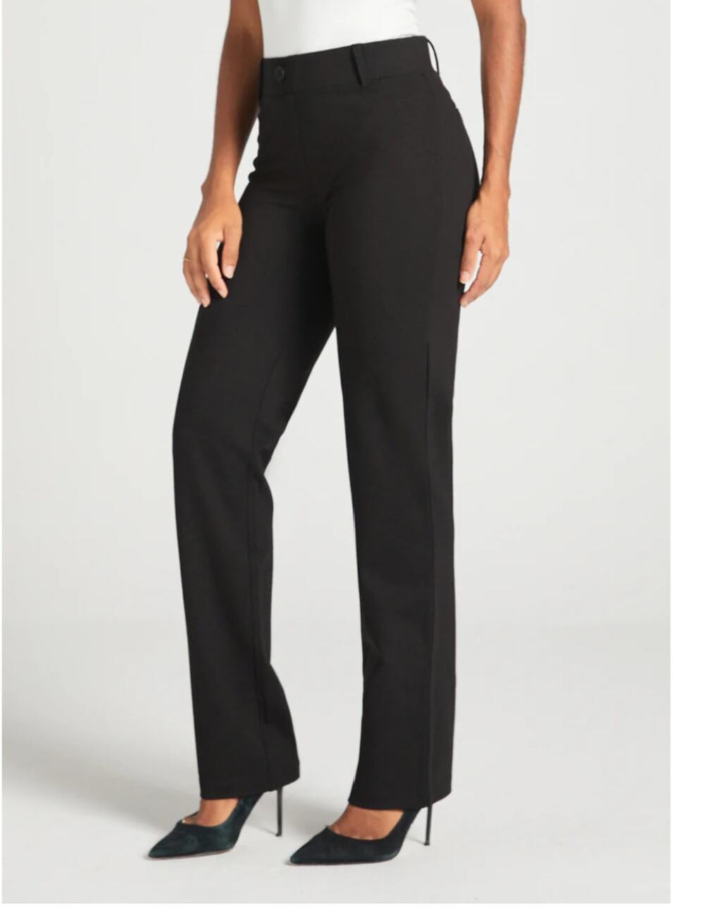 Betabrand Classic Dress Pant Yoga Pant Straight Leg Black Women's M Long Tall